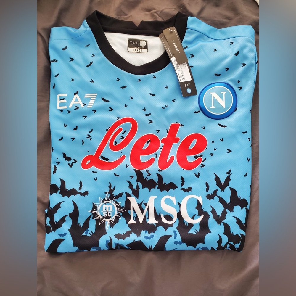 Napoli Men's Light Blue Football Jersey with Lete & MSC Logos